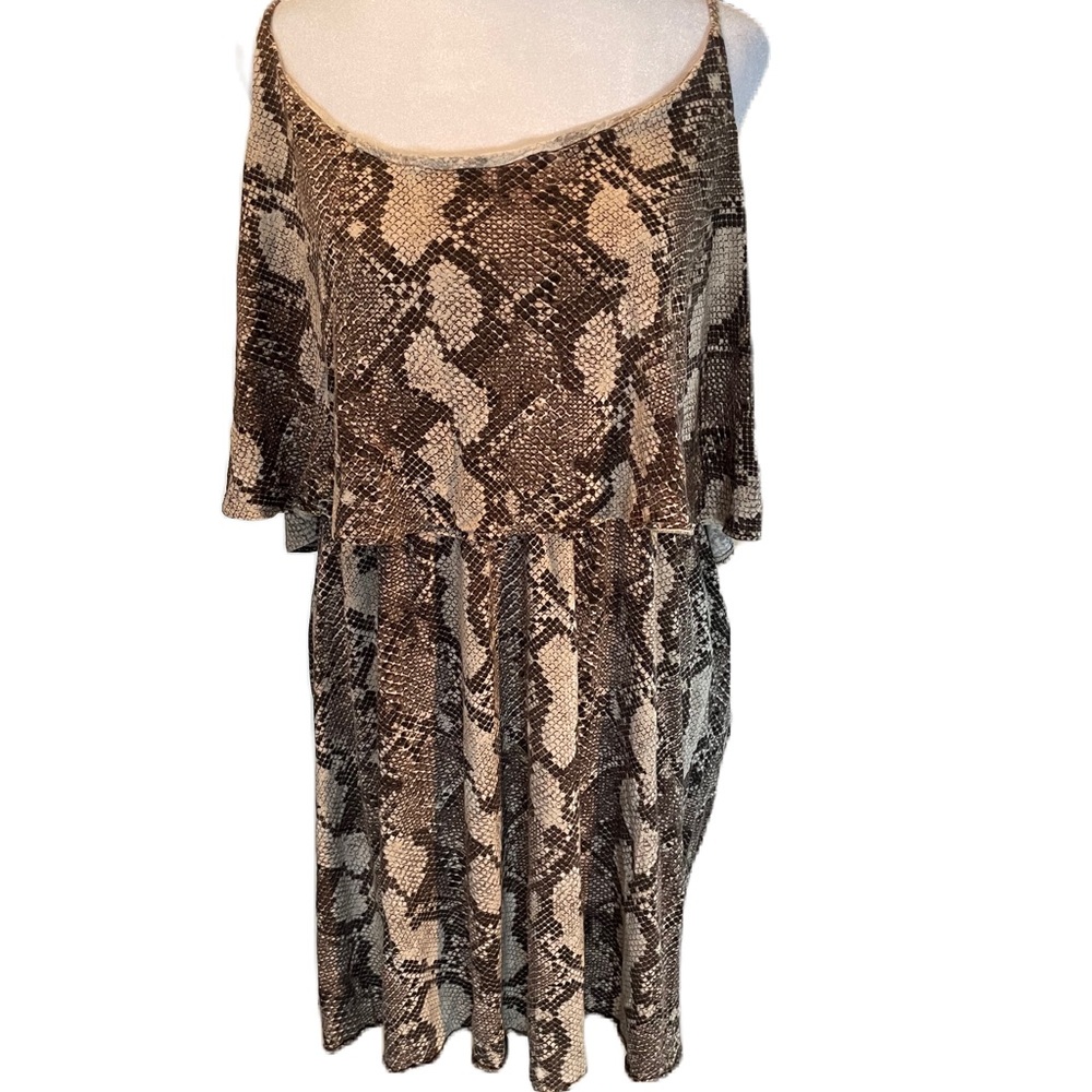 H&M Snakeskin Spaghetti Strap Above the Knee Dress with a Top Overlay Size Large